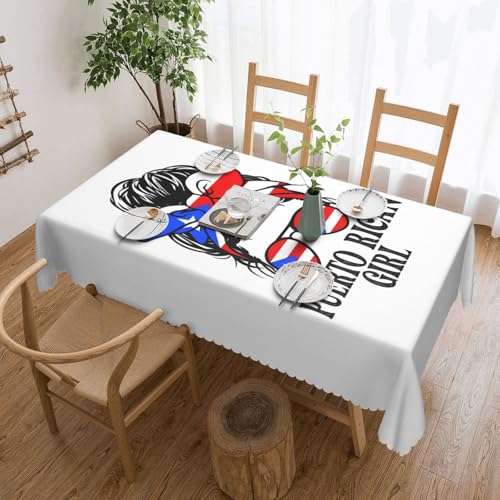 Tischdecke mit unordentlichem Dutt mit puertoricanischem Mädchen für Esszimmer, Küche, Geburtstagsparty, Dekoration für Esstisch, Buffet, Partys, Terrasse, Camping, 137,2 x 183,9 cm von Anceky