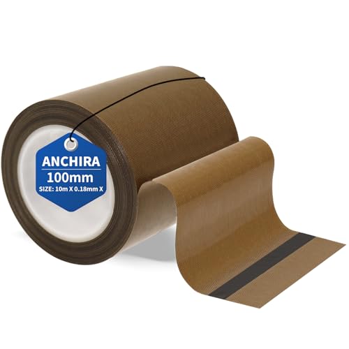 Anchira Teflonband Selbstklebend 100 mm x 10 m, Teflon Klebeband für Vakuumiermaschine, Hochtemperaturband, Teflonband Hitzebeständig bis 300℃, PTFE Band für Handversiegelung Impulsversiegelung von Anchira
