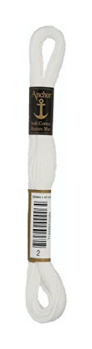 Anchor 4335000-00002 Stickgarne, 100% Baumwolle, weiß, 10m, 5 Gramm von Anchor