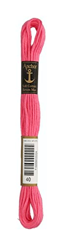 Anchor 4335000-00040 Stickgarne, 100% Baumwolle, pink hell, 10m, 5 Gramm Anchor 4335000-00040 Stickgarne, 100% Baumwolle, pink hell, 10m, 5 Gramm von Anchor