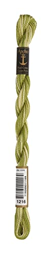 Anchor 4585000-01216 Stickgarne, 100% Baumwolle, oliv ombre, Stärke 5, 21m, 7 Gramm von Anchor