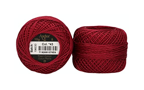 Anchor 4591008-00043 Stickgarne, 100% Baumwolle, rubinrot, Stärke 8, 82m, 16 Gramm Anchor 4591008-00043 Stickgarne, 100% Baumwolle, rubinrot, Stärke 8, 82m, 16 Gramm von Anchor