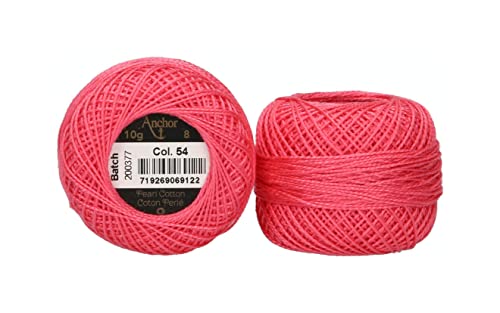 Anchor 4591008-00054 Stickgarne, 100% Baumwolle, himbeerrot, Stärke 8, 82m, 16 Gramm von Anchor