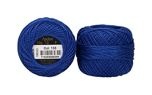 Anchor 4591008-00133 Stickgarne, 100% Baumwolle, enzian, Stärke 8, 82m, 16 Gramm von Anchor
