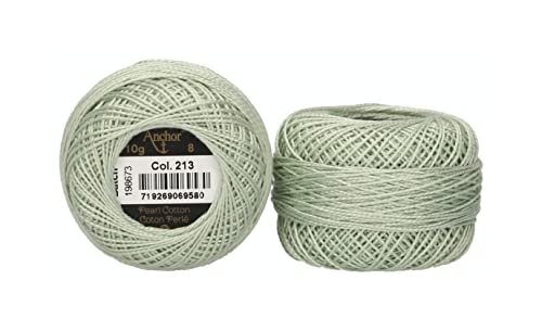 Anchor 4591008-00213 Stickgarne, 100% Baumwolle, pastellgrün, Stärke 8, 82m, 16 Gramm von Anchor