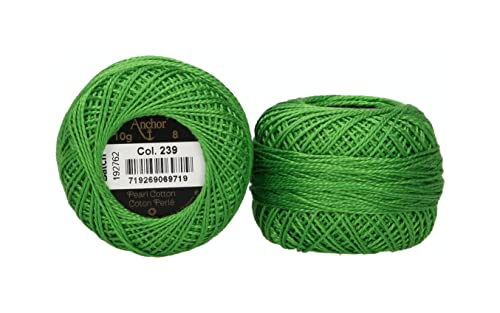 Anchor 4591008-00239 Stickgarne, 100% Baumwolle, laubgrün dunkel, Stärke 8, 82m, 16 Gramm Anchor 4591008-00239 Stickgarne, 100% Baumwolle, laubgrün dunkel, Stärke 8, 82m, 16 Gramm von Anchor