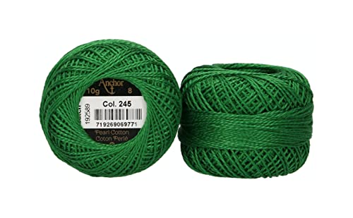 Anchor 4591008-00245 Stickgarne, 100% Baumwolle, tannengrün, Stärke 8, 82m, 16 Gramm von Anchor