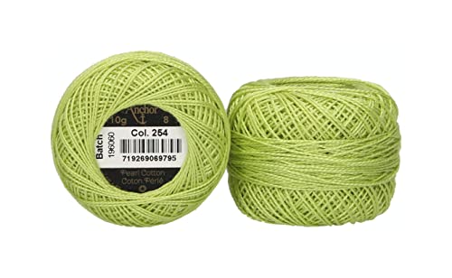 Anchor 4591008-00254 Stickgarne, 100% Baumwolle, apfelgrün, Stärke 8, 82m, 16 Gramm Anchor 4591008-00254 Stickgarne, 100% Baumwolle, apfelgrün, Stärke 8, 82m, 16 Gramm von Anchor