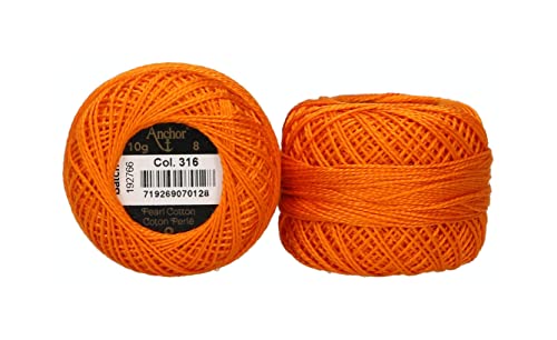 Anchor 4591008-00316 Stickgarne, 100% Baumwolle, orange, Stärke 8, 82m, 16 Gramm Anchor 4591008-00316 Stickgarne, 100% Baumwolle, orange, Stärke 8, 82m, 16 Gramm von Anchor