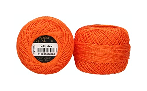 Anchor 4591008-00330 Stickgarne, 100% Baumwolle, koralle, Stärke 8, 82m, 16 Gramm von Anchor