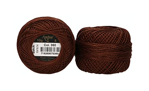 Anchor 4591008-00360 Stickgarne, 100% Baumwolle, kaffeebraun, Stärke 8, 82m, 16 Gramm Anchor 4591008-00360 Stickgarne, 100% Baumwolle, kaffeebraun, Stärke 8, 82m, 16 Gramm von Anchor