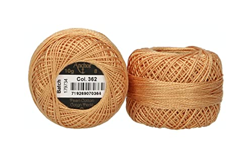 Anchor 4591008-00362 Stickgarne, 100% Baumwolle, weizen, Stärke 8, 82m, 16 Gramm von Anchor