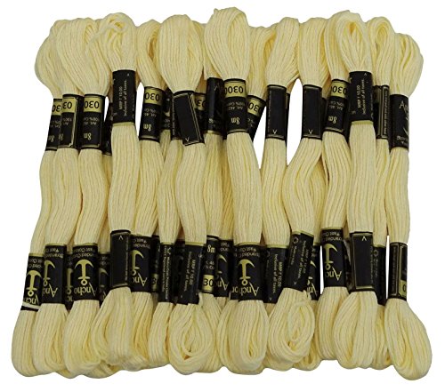 Anchor Hand Cross Stitch Stranded Baumwolle Stickgarn Floss Packung mit 25 Skeins-Creme von ANCHOR