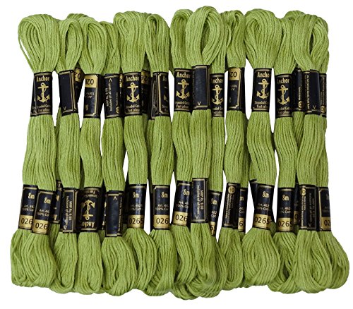 Anchor Hand Cross Stitch Stranded Baumwolle Stickgarn Floss Packung mit 25 Skeins-Light Green von Anchor