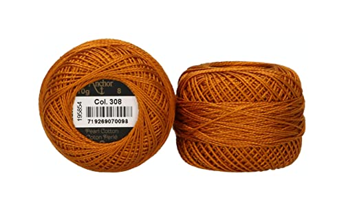 Anchor Perlgarn 8, 4591008-00308, Farbe:gold, Stickgarne von Anchor