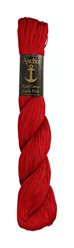 Anchor Perlgarn Stärke 5 4301005-00047 kirschrot Stickgarn, 100 % Baumwolle, 50g von Anchor
