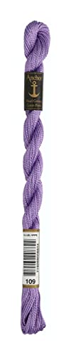 Anchor Perlgarn Stärke 5 4585000-00109 lavendel Stickgarn, 100 % Baumwolle, 5g Strängchen von Anchor