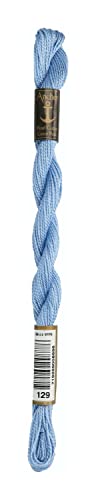 Anchor Perlgarn Stärke 5 4585000-00129 azurblau Stickgarn, 100 % Baumwolle, 5g Strängchen von Anchor