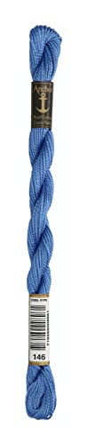 Anchor Perlgarn Stärke 5 4585000-00146 blau Stickgarn, 100 % Baumwolle, 5g Strängchen von Anchor