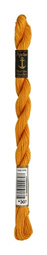 Anchor Perlgarn Stärke 5 4585000-00307 altgold Stickgarn, 100 % Baumwolle, 5g Strängchen von Anchor