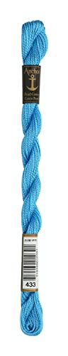 Anchor Perlgarn Stärke 5 4585000-00433 blau-türkis Stickgarn, 100 % Baumwolle, 5g Strängchen von Anchor