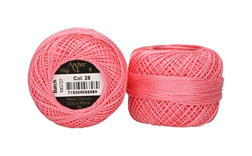Anchor Stickgarne, 100% Baumwolle, rosa hell, Stärke 8, 82m, 16 von Anchor