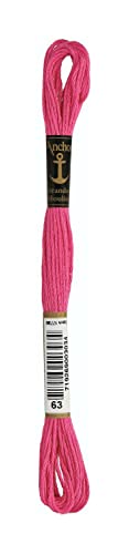 Anchor Sticktwist 4635000-00063 fuchsie Stickgarn, 100 % Baumwolle von Anchor