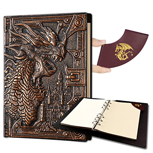 Ancient Deer DND-Notizbuch/Tagebuch, einzigartiges 400-seitiges Buch mit 3D-Drachen, Leder, nachfüllbar, 6-Ringen-Ordner und Lesezeichen für Dungeons und Drachen, D&D-Würfelzubehör, Rollenspiele, Ancient Deer DND-Notizbuch/Tagebuch, einzigartiges 400-seitiges Buch mit 3D-Drachen, Leder, nachfüllbar, 6-Ringen-Ordner und Lesezeichen für Dungeons und Drachen, D&D-Würfelzubehör, Rollenspiele, von Ancient Deer