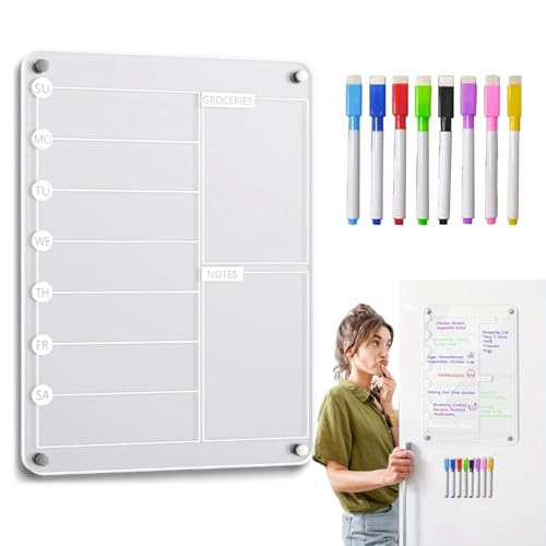 Ancsttu Transparenter magnetischer Acryl-Kalender für den Kühlschrank – Magnetischer Whiteboard-Planer für Kühlschrank mit 8 Markern – Kühlschrank-Memo-Notizblock für To-Do-Liste und Lebensmittel Ancsttu Transparenter magnetischer Acryl-Kalender für den Kühlschrank – Magnetischer Whiteboard-Planer für Kühlschrank mit 8 Markern – Kühlschrank-Memo-Notizblock für To-Do-Liste und Lebensmittel von Ancsttu