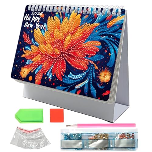 Diamond Painting Kalender 2026, Diamant Malerei Calendar, Tischkalender Stehtisch Kalender Handwerkliche Tischdekoration Für Büro Zuhause Schule von Ancsttu