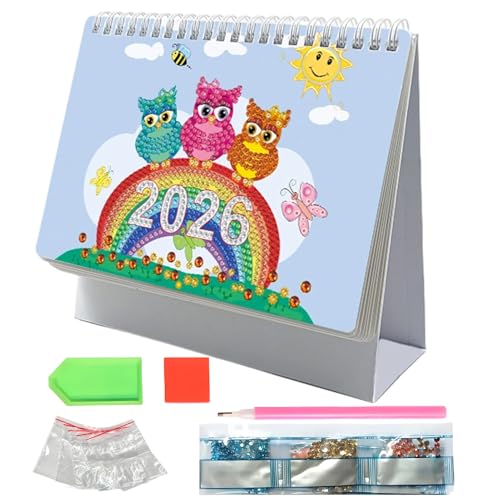 Diamond Painting Kalender 2026, Diamant Malerei Calendar, Tischkalender Stehtisch Kalender Handwerkliche Tischdekoration Für Büro Zuhause Schule von Ancsttu