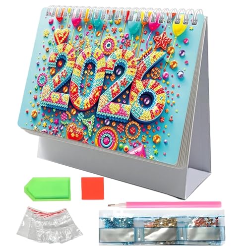 Diamond Painting Kalender 2026, Diamant Malerei Calendar, Tischkalender Stehtisch Kalender Handwerkliche Tischdekoration Für Büro Zuhause Schule von Ancsttu