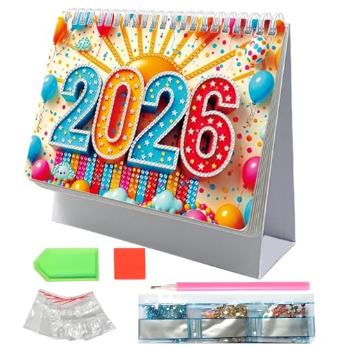 Diamond Painting Kalender 2026, Diamant Malerei Calendar, Tischkalender Stehtisch Kalender Handwerkliche Tischdekoration Für Büro Zuhause Schule von Ancsttu