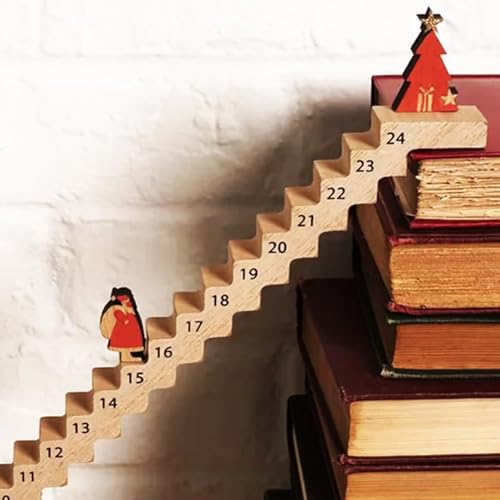 Holz Weihnachtsmann Treppen Adventskalender, Kletternder Weihnachtsmann Adventskalender, Kreativ Countdown Kalender Dekoration Für Familie Freunde Kollegen von Ancsttu