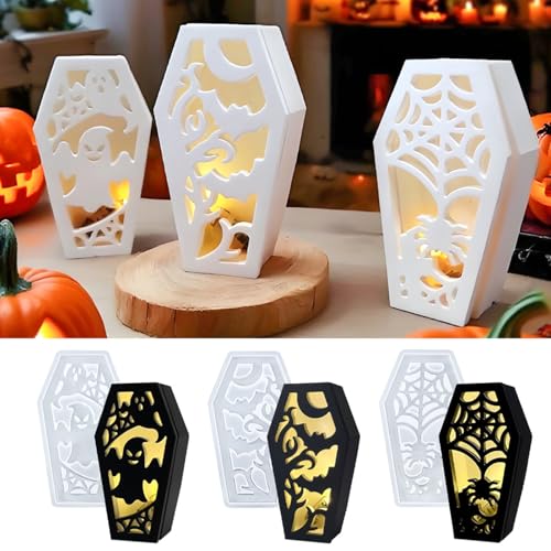 Silikonformen Gießformen Halloween, 3er Set Halloween Sarg Harz Formen Silikonform Sarg Sargformen Aufbewahrungsbox Form Handwerk Dekoration Für Kinder Erwachsene von Ancsttu