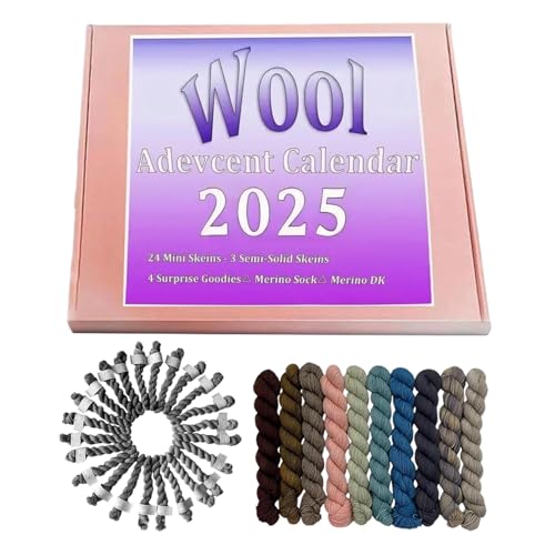 Wolls Adventskalender 2025, Garn Adventskalender 2025 Mit Wolls Strickgarn Set 24 Tage Weihnachts Countdown Kalender Bastelartikel Für Mädchen, Häkelerinnen, Freundinnen, Strickerinnen von Ancsttu