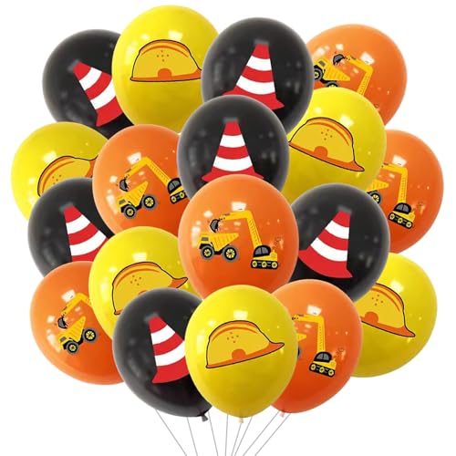 36 Stück Baufahrzeug Luftballons, Laster Kran Druck Ballons, Fahrzeuge Luftballons für Jungen Geburtstags Party Dekoration (Ingenieur) von Ancuioyz