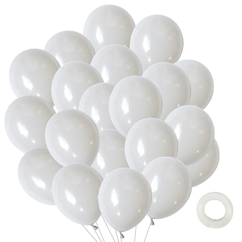 50 Stück Luftballons Weiß, Luftballons Geburtstag Nädchen 12 zoll, Luftballons Weiss, Ballons für Deko Geburtstag, Deko Hochzeit, Party Deko(Weiß) von Ancuioyz