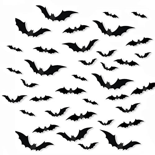 Ancuioyz 44 Stück Halloween Fledermäuse,Halloween-Dekorationsfledermäuse, realistische Fledermäuse, Dekor Halloween-Party von Ancuioyz