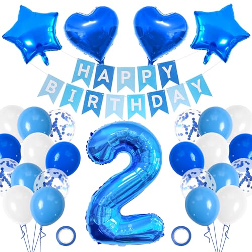 Folienballon Geburtstag, Luftballons Blau, Riesen Folienballon Zahl, Geburtstagsballons Mit Optionalen Zahlen, Geburtstagsparty-Dekorationen (Nummer 2) von Ancuioyz