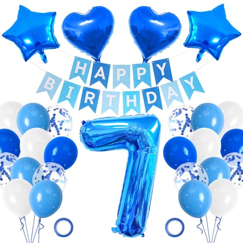 Folienballon Geburtstag, Luftballons Blau, Riesen Folienballon Zahl, Geburtstagsballons Mit Optionalen Zahlen, Geburtstagsparty-Dekorationen (Nummer 7) von Ancuioyz