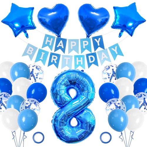 Folienballon Geburtstag, Luftballons Blau, Riesen Folienballon Zahl, Geburtstagsballons Mit Optionalen Zahlen, Geburtstagsparty-Dekorationen (Nummer 8) von Ancuioyz