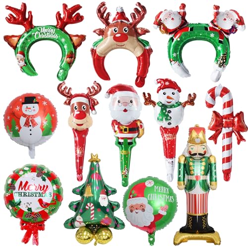 Weihnachten Luftballons, 12 Stück Folien Luftballons Riesige Weihnachtsbaum, Wache Christmas Mylar Folienballons, Aufblasbare Weihnachtskugel Weihnachten Party Ballons für Kinder Weihnachten Luftballons, 12 Stück Folien Luftballons Riesige Weihnachtsbaum, Wache Christmas Mylar Folienballons, Aufblasbare Weihnachtskugel Weihnachten Party Ballons für Kinder von Ancuioyz