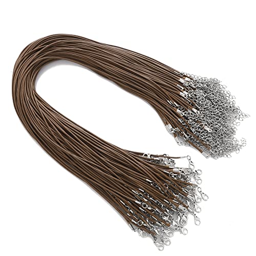 100 Stück gewachste Halskettenschnur mit Verschluss Bulk Halskette Schnur Armband Seil Kordeln für Schmuckherstellung Anhänger DIY Zubehör (braun, 45,7 cm) von Andblue