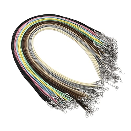 100 Stück gewachste Halskettenschnur mit Verschluss Bulk Halskette Schnur Armband Seil Kordeln für Schmuckherstellung Anhänger DIY Zubehör (mehrfarbig, 10, 18 Zoll) von Andblue
