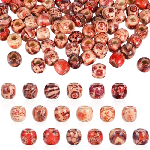 Andibro 200 Stück Gemalt Holz Perlen mit großem Loch,Holzperlen zum Auffädeln Natürliche HolzKugeln Verschiedene Muster Perlen Haarzopfperlen für DIY Halskette Armband Haarschmuck Andibro 200 Stück Gemalt Holz Perlen mit großem Loch,Holzperlen zum Auffädeln Natürliche HolzKugeln Verschiedene Muster Perlen Haarzopfperlen für DIY Halskette Armband Haarschmuck von Andibro