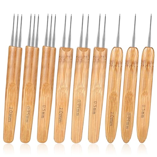 Andibro 9 Stück Dreadlock Häkelnadel Werkzeug, Nadel Weben Häkeln Ergonomische Häkelnadel Set mit Bambusgriffen Häkeln mit drei verschiedenen Köpfen für Haarhäkelnadel DIY Braid Craft 0.5/0.75/1 mm Andibro 9 Stück Dreadlock Häkelnadel Werkzeug, Nadel Weben Häkeln Ergonomische Häkelnadel Set mit Bambusgriffen Häkeln mit drei verschiedenen Köpfen für Haarhäkelnadel DIY Braid Craft 0.5/0.75/1 mm von Andibro