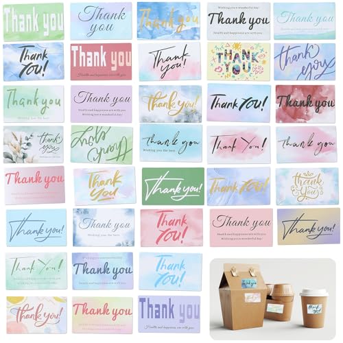 Andibro Danke Aufkleber, 40 Stück PVC Quadrat Dankeschön Aufkleber 4x6cm Thank You Sticker Selbstklebend Dankeschön Etiketten für Grußkarten Hochzeit Backen Geschenktüten Flasche von Andibro