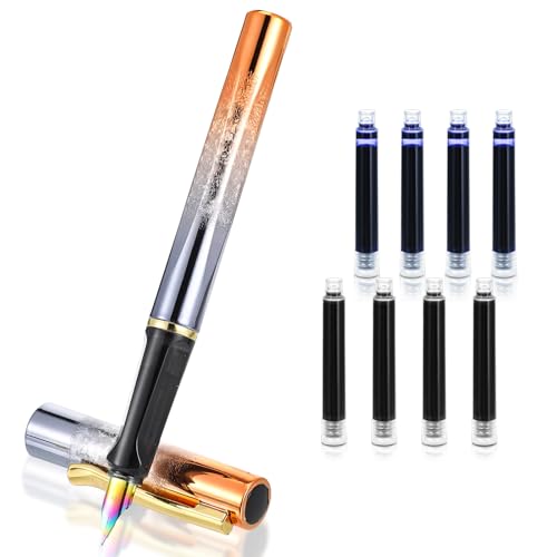 Andibro Farbiger Kunststoff-Füllfederhalter,Leichter Orange Füllfederhalter mit 4 schwarzen 4 blauen Tinten, 0,38 mm extra feine Spitze, Business-Schreibstift für Tagebuch Unterschrift Schule Büro Andibro Farbiger Kunststoff-Füllfederhalter,Leichter Orange Füllfederhalter mit 4 schwarzen 4 blauen Tinten, 0,38 mm extra feine Spitze, Business-Schreibstift für Tagebuch Unterschrift Schule Büro von Andibro