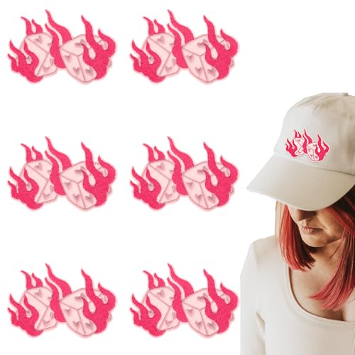 Andibro Lustige Patches,6 Stück Punk Aufnäher zum Aufbügeln Rosa Würfel Feuer Bestickt Patch Aufnäher zum Annähen Reparaturflicken für DIY Hüte Rucksäcke Kleidung Kleider Hosen Jeans Andibro Lustige Patches,6 Stück Punk Aufnäher zum Aufbügeln Rosa Würfel Feuer Bestickt Patch Aufnäher zum Annähen Reparaturflicken für DIY Hüte Rucksäcke Kleidung Kleider Hosen Jeans von Andibro